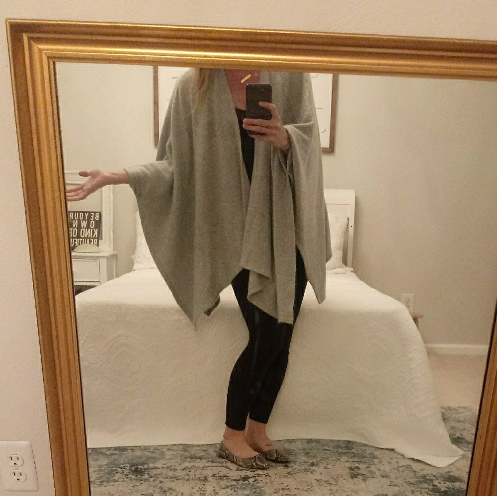 Grey shawl sweater